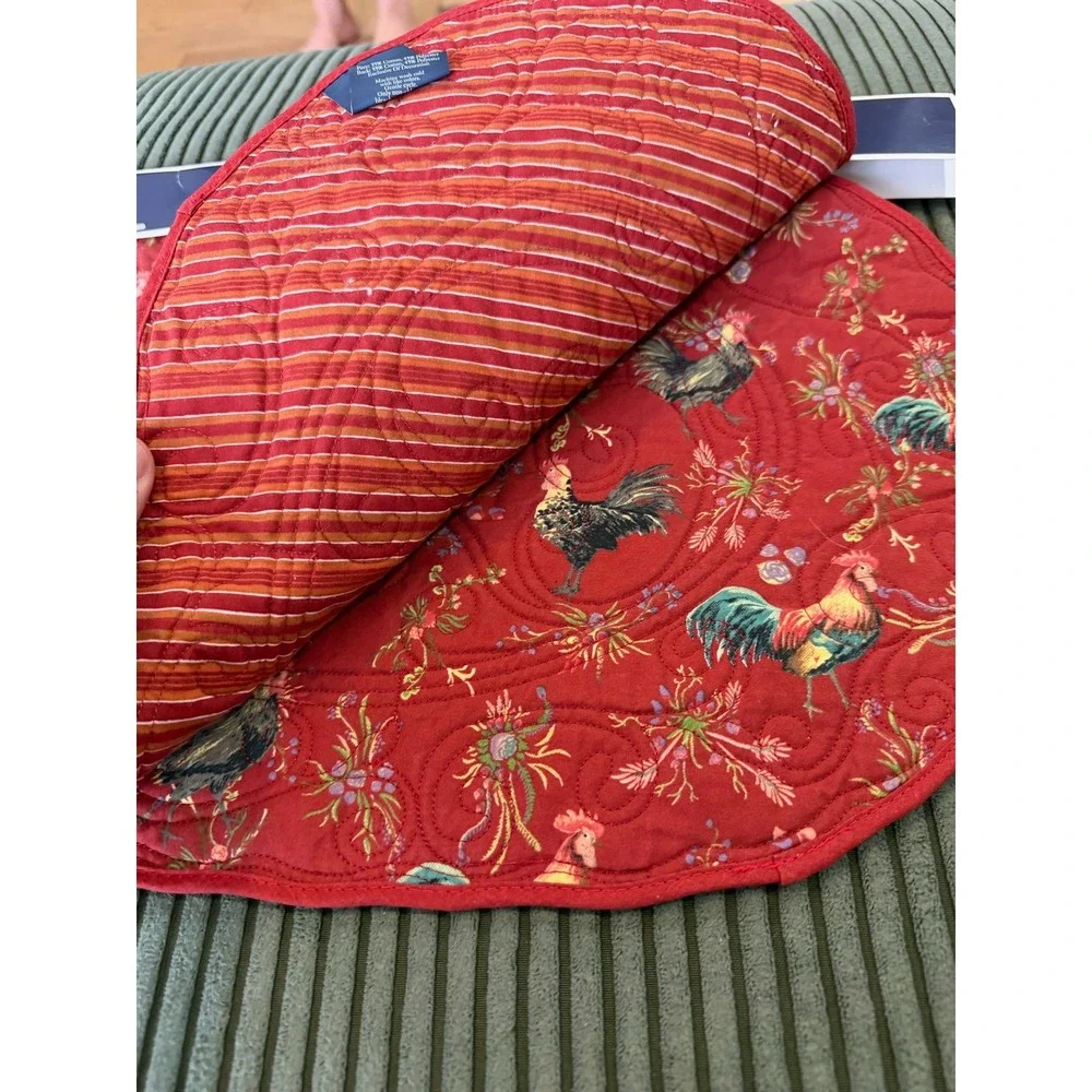 Croft & Barrow Placemats Red Rooster‎ Floral Quilted Set of 2